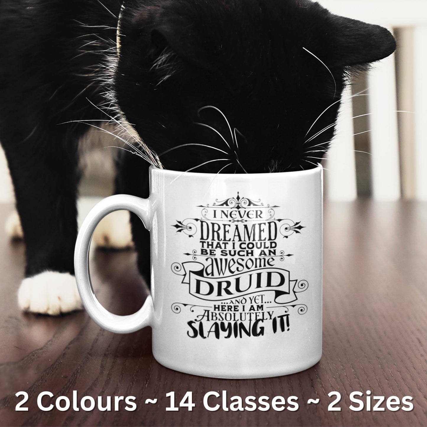 D20 Character Class Mugs for 14 DnD, RPG & MMORPG Classes - Tabletop/Online Games - 11oz/15oz White or Black - Gifts for Gamers and Parties!