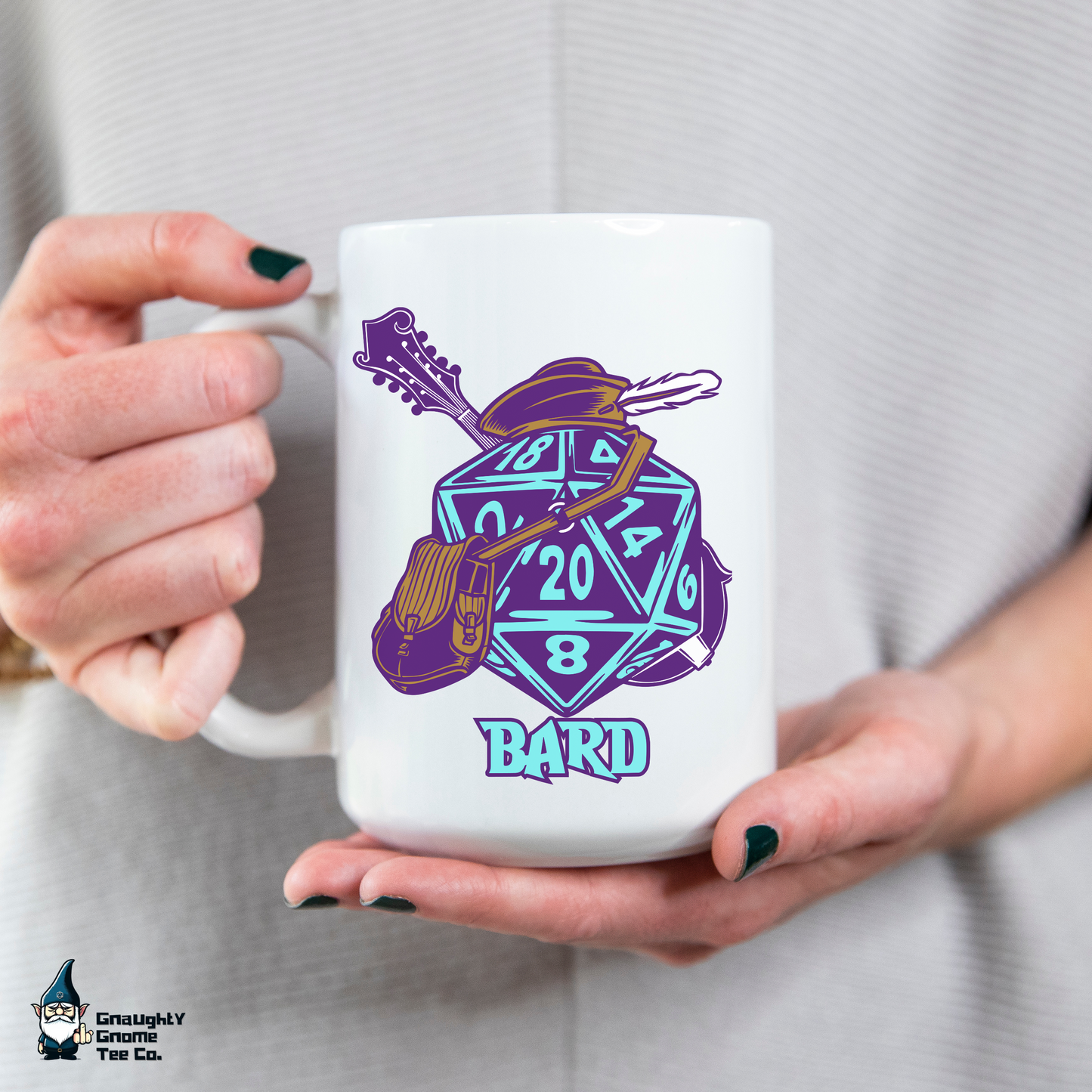 DnD BARD Mug - 15oz D20 Class Style - Choose from White or Black