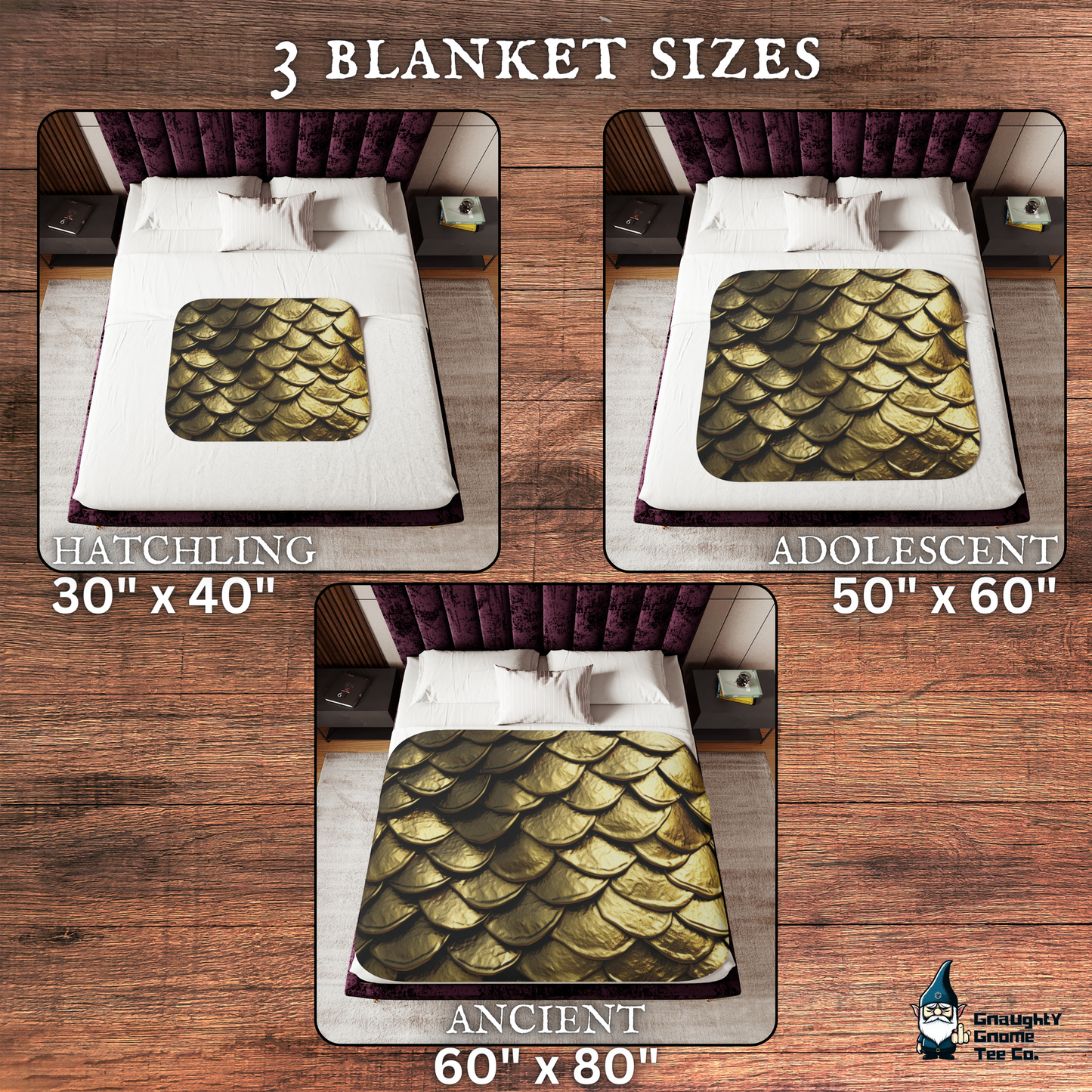 Dragonscale Blankets | Cozy Fantasy Throws for Gaming, Home Decor and Great Gifts for Dragon Lovers of All Ages | 6 Colors, 3 Sizes