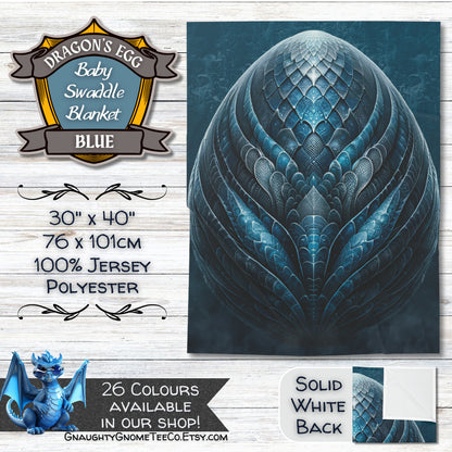 Chromatic Dragons' Egg Baby Swaddle Blankets - Blue, White, Green, Red or Black - 30" x 40" - Great Gifts for Mothers of Dragons!