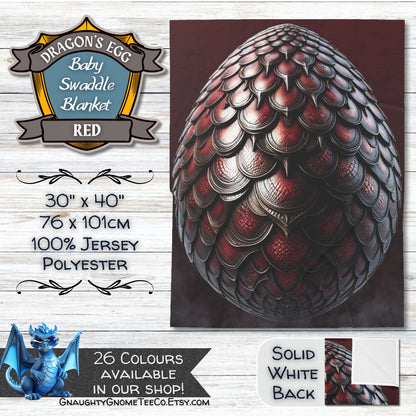 Chromatic Dragons' Egg Baby Swaddle Blankets - Blue, White, Green, Red or Black - 30" x 40" - Great Gifts for Mothers of Dragons!