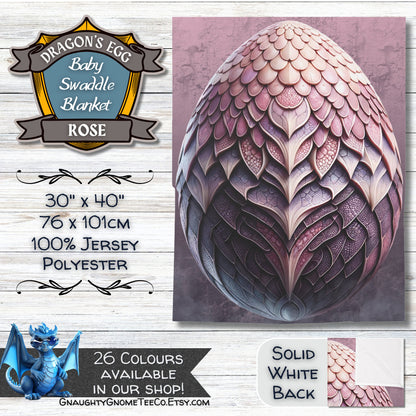 Fantasy Dragons' Egg Baby Swaddle Blankets - Sea Green, Violet, Lilac, White Gold, Purple or Rose - 30" x 40" - Gifts for Mothers of Dragons