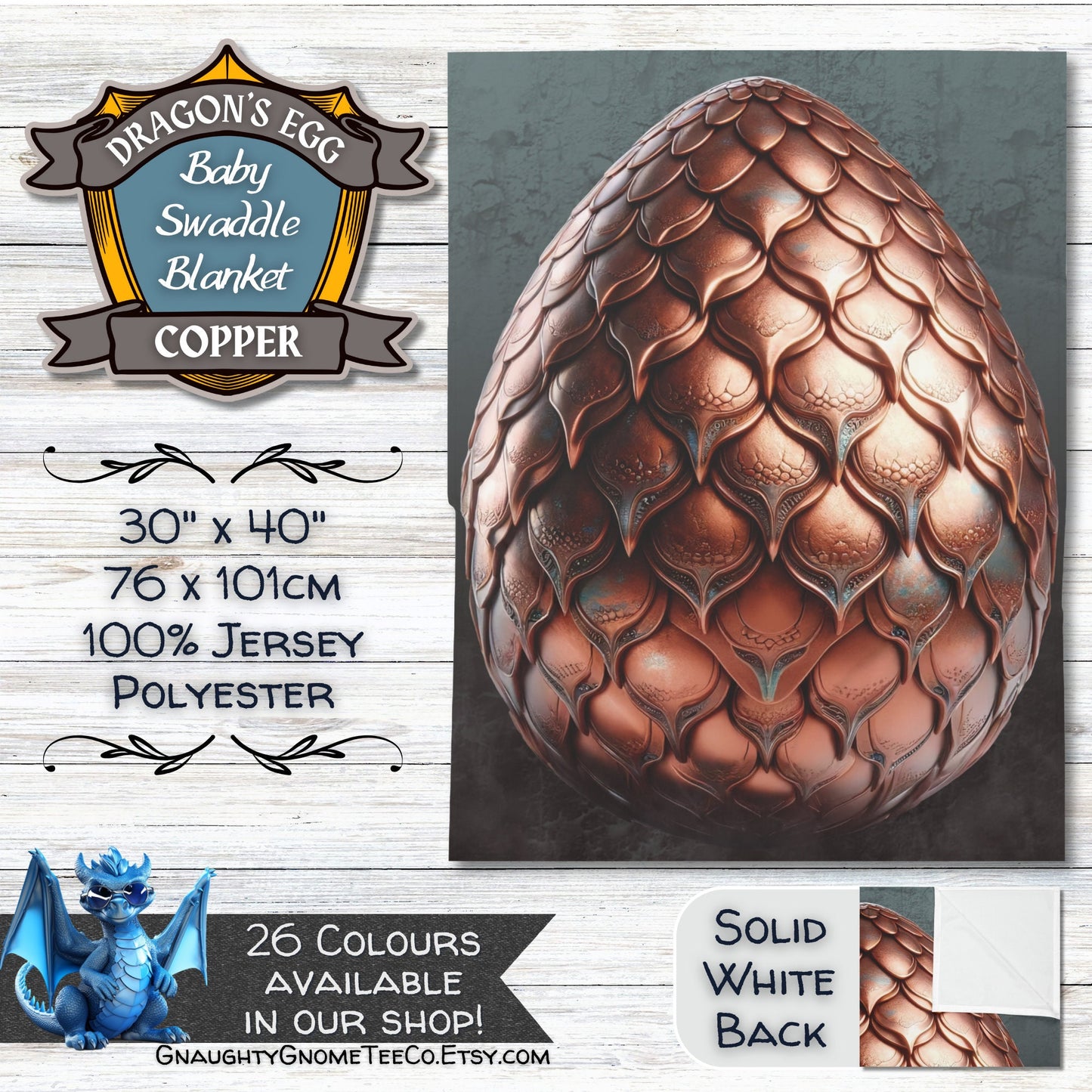 Metallic Dragons' Egg Baby Swaddle Blankets - Brass, Silver, Gold, Copper or Bronze - 30" x 40" - Great gift for Mothers of Dragons!