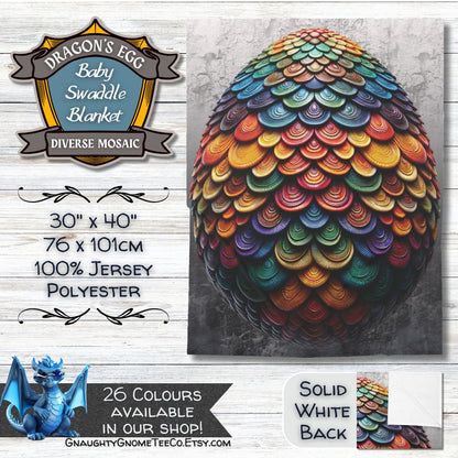 Rainbow Dragons' Egg Baby Swaddle Blankets - Choose from 4 Multicoloured designs - 30" x 40" - Great Gifts for Mothers of Dragons!