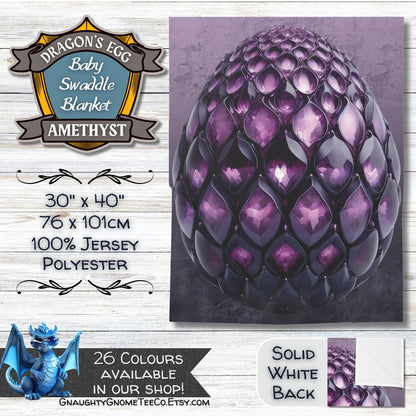 Gem Dragons' Egg Baby Swaddle Blankets - Amethyst, Crystal, Emerald, Obsidian, Sapphire & Topaz - 30" x 40" - Gifts for Mothers of Dragons!