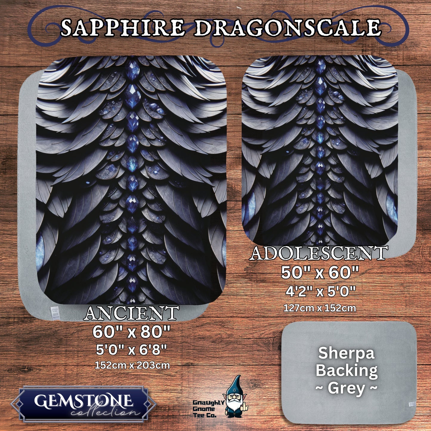 Dragonscale Blanket Gemstone Collection - Inspired by Mythical Dragons - Sherpa Back - 5 Colours, 2 Sizes, Great Gamer or Dragon Lover Gift