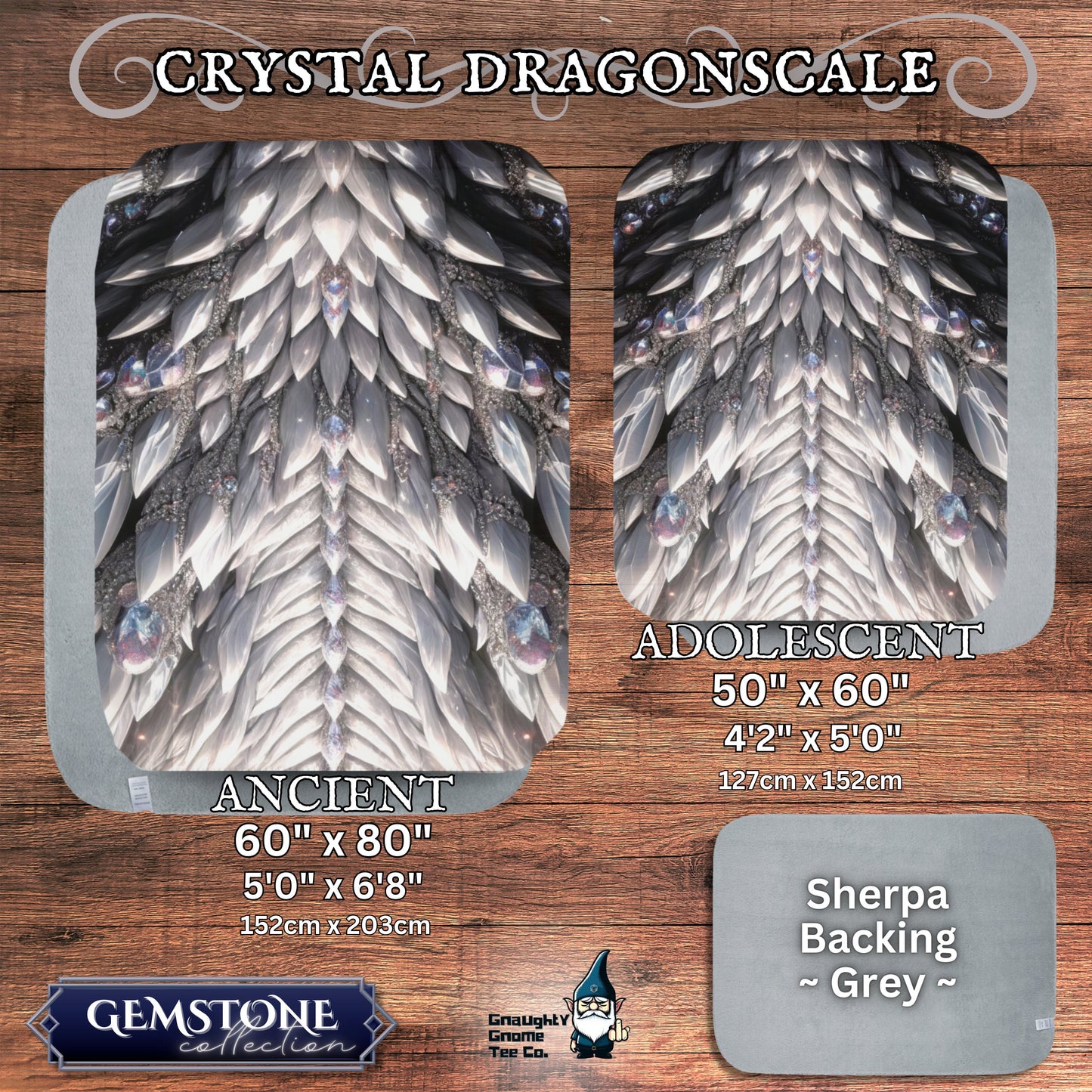 Dragonscale Blanket Gemstone Collection - Inspired by Mythical Dragons - Sherpa Back - 5 Colours, 2 Sizes, Great Gamer or Dragon Lover Gift