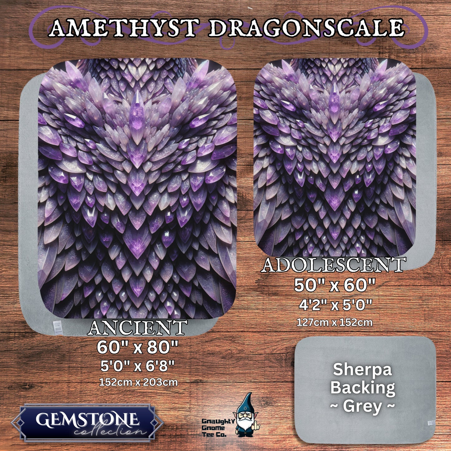 Dragonscale Blanket Gemstone Collection - Inspired by Mythical Dragons - Sherpa Back - 5 Colours, 2 Sizes, Great Gamer or Dragon Lover Gift