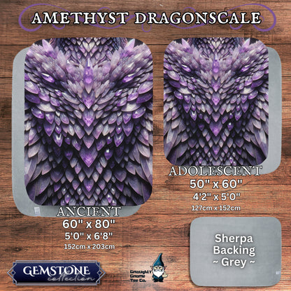 Dragonscale Blanket Gemstone Collection - Inspired by Mythical Dragons - Sherpa Back - 5 Colours, 2 Sizes, Great Gamer or Dragon Lover Gift