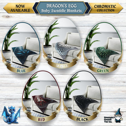 Chromatic Dragons' Egg Baby Swaddle Blankets - Blue, White, Green, Red or Black - 30" x 40" - Great Gifts for Mothers of Dragons!