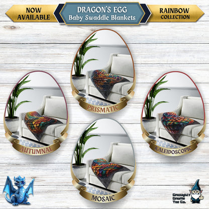 Rainbow Dragons' Egg Baby Swaddle Blankets - Choose from 4 Multicoloured designs - 30" x 40" - Great Gifts for Mothers of Dragons!