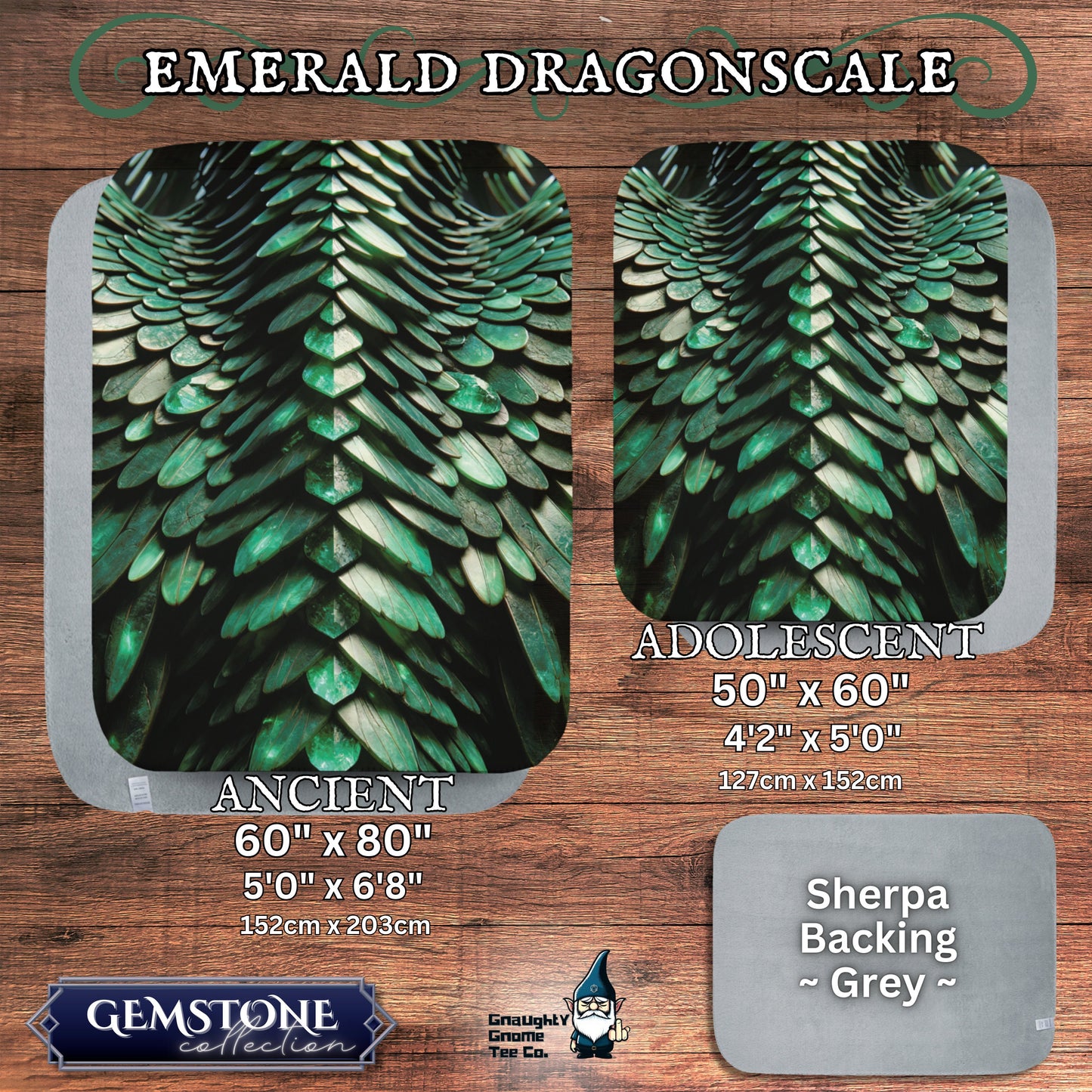 Dragonscale Blanket Gemstone Collection - Inspired by Mythical Dragons - Sherpa Back - 5 Colours, 2 Sizes, Great Gamer or Dragon Lover Gift