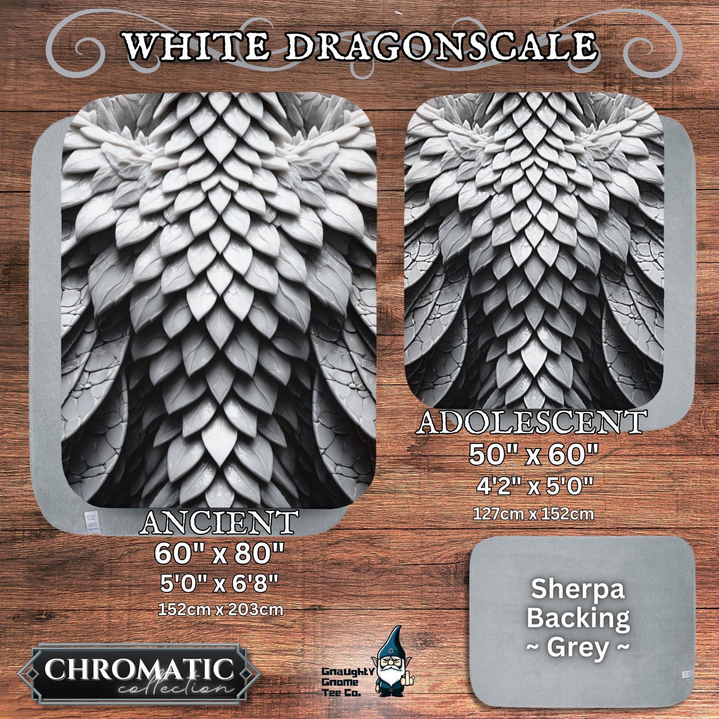 Dragonscale Blanket Chromatic Collection - Inspired by Mythical Dragons - Sherpa Back - 5 Colours, 2 Sizes, Great Gamer or Dragon Lover Gift