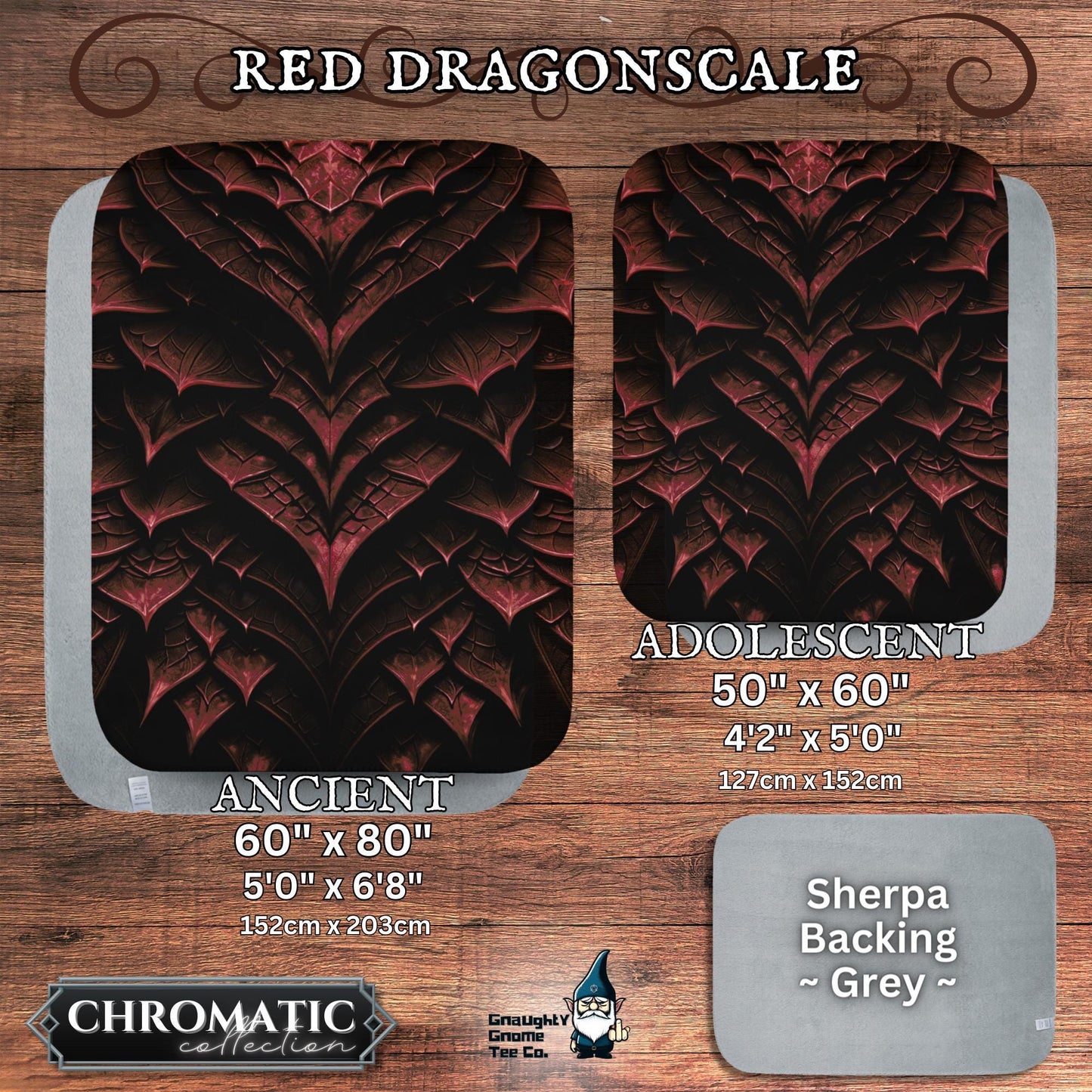 Dragonscale Blanket Chromatic Collection - Inspired by Mythical Dragons - Sherpa Back - 5 Colours, 2 Sizes, Great Gamer or Dragon Lover Gift