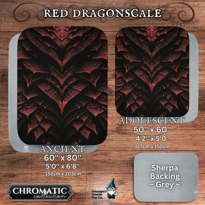 Dragonscale Blanket Chromatic Collection - Inspired by Mythical Dragons - Sherpa Back - 5 Colours, 2 Sizes, Great Gamer or Dragon Lover Gift