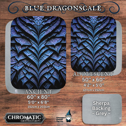 Dragonscale Blanket Chromatic Collection - Inspired by Mythical Dragons - Sherpa Back - 5 Colours, 2 Sizes, Great Gamer or Dragon Lover Gift