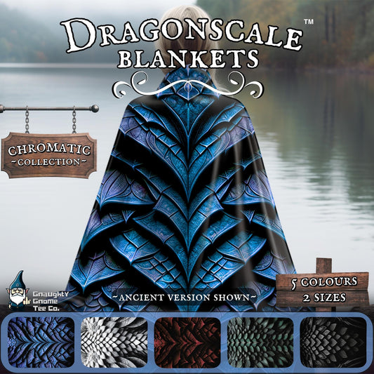 Dragonscale Blanket Chromatic Collection - Inspired by Mythical Dragons - Sherpa Back - 5 Colours, 2 Sizes, Great Gamer or Dragon Lover Gift