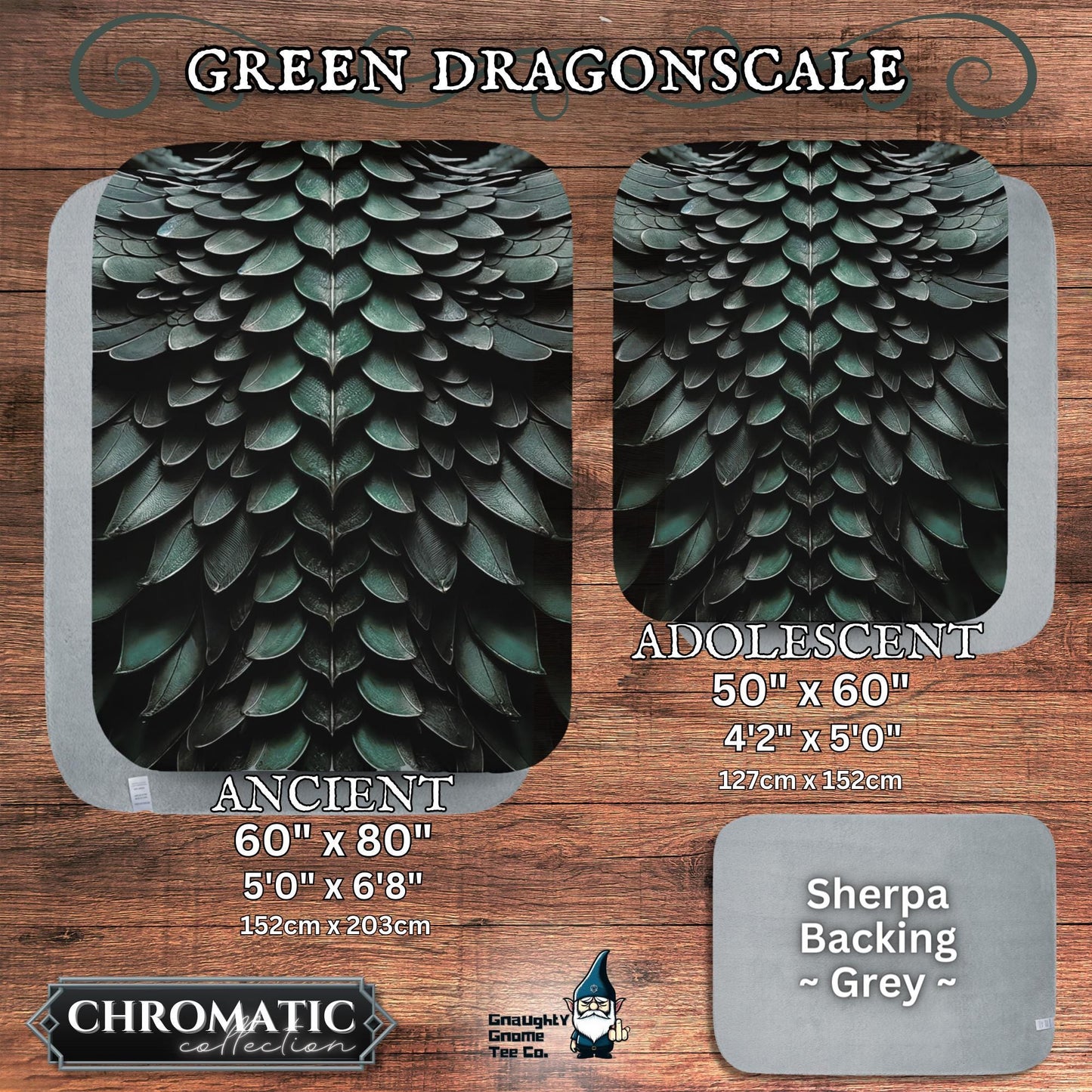 Dragonscale Blanket Chromatic Collection - Inspired by Mythical Dragons - Sherpa Back - 5 Colours, 2 Sizes, Great Gamer or Dragon Lover Gift