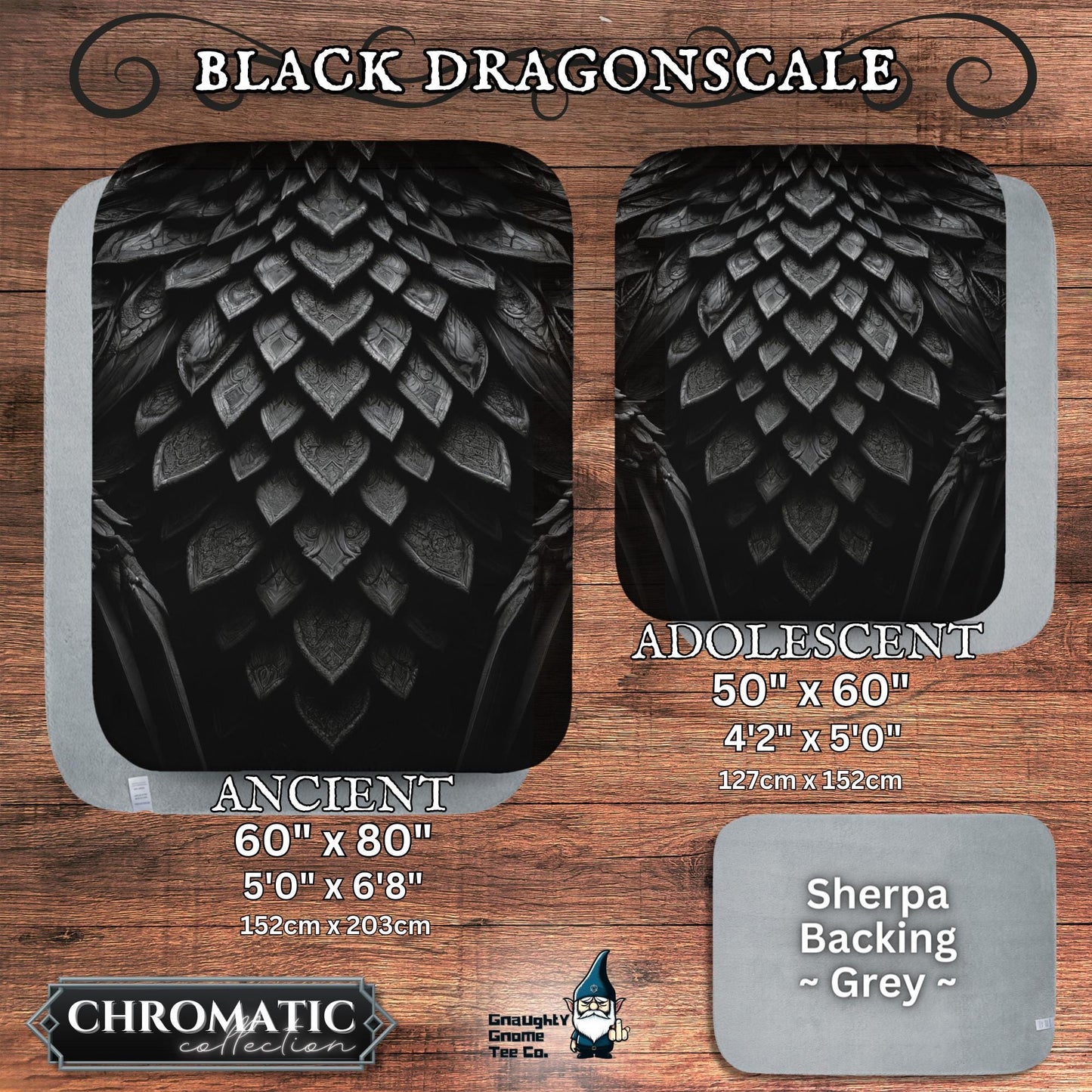 Dragonscale Blanket Chromatic Collection - Inspired by Mythical Dragons - Sherpa Back - 5 Colours, 2 Sizes, Great Gamer or Dragon Lover Gift