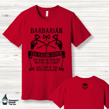 DnD BARBARIAN T-shirt - The Raging Storm