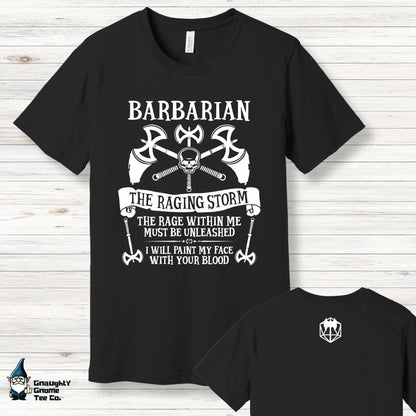 DnD BARBARIAN T-shirt - The Raging Storm