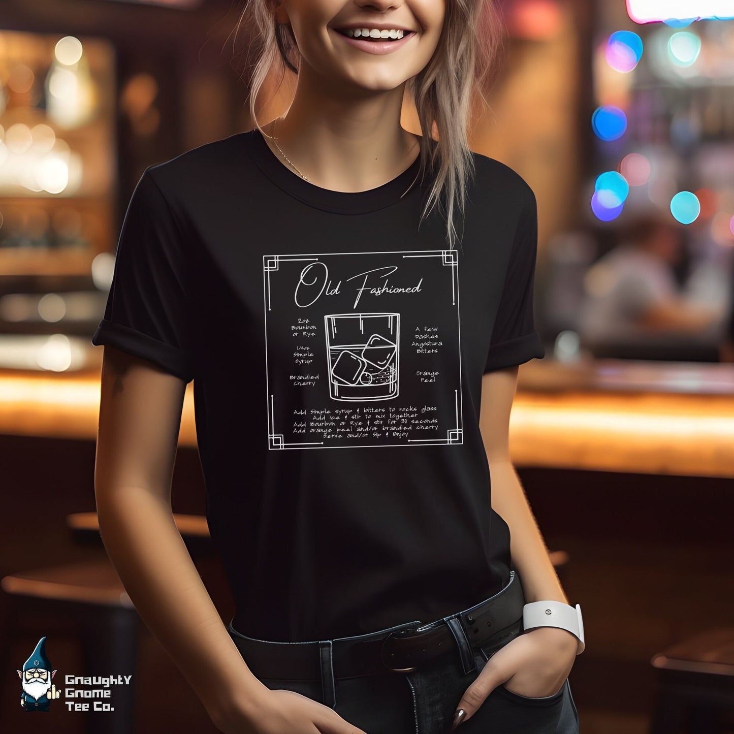 Cocktail Recipe T-shirt - Old Fashioned