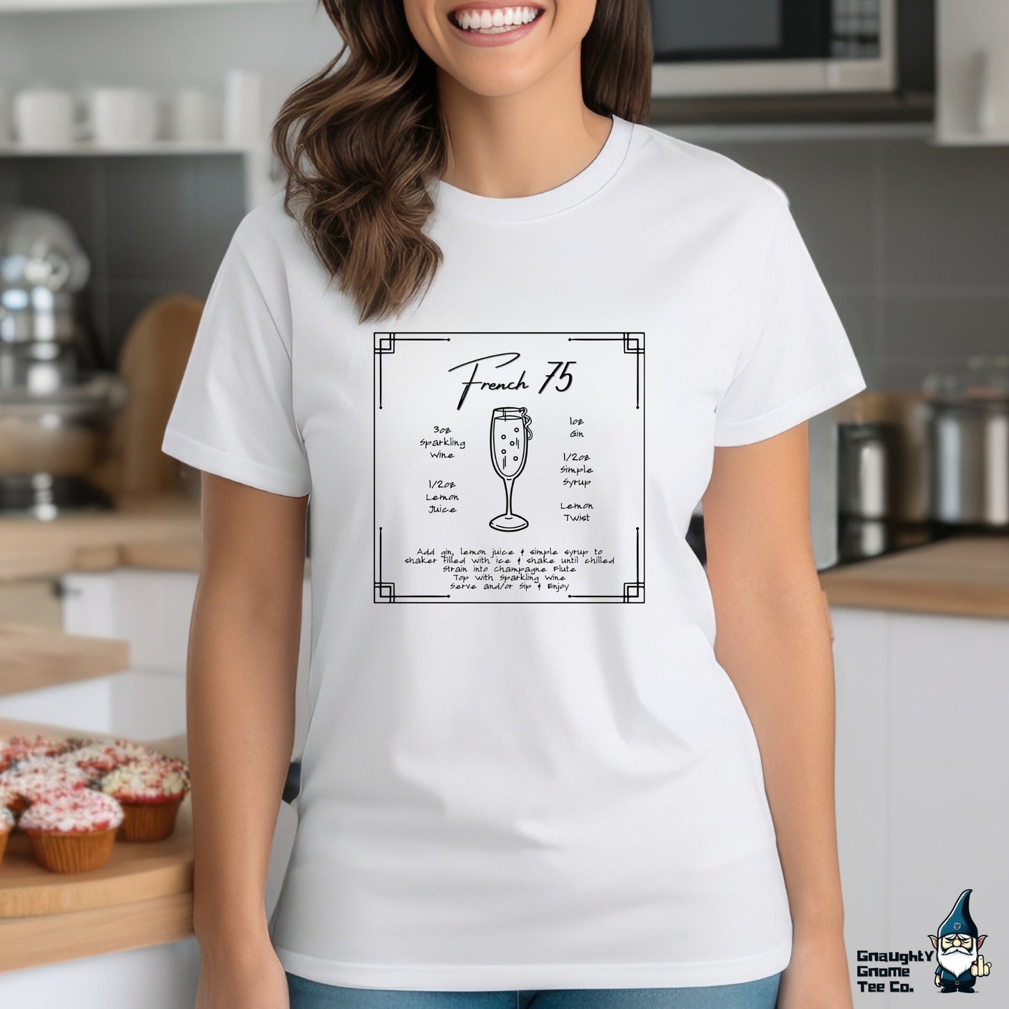 Cocktail Recipe T-shirt - French 75