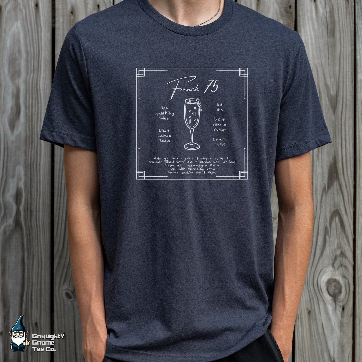 Cocktail Recipe T-shirt - French 75