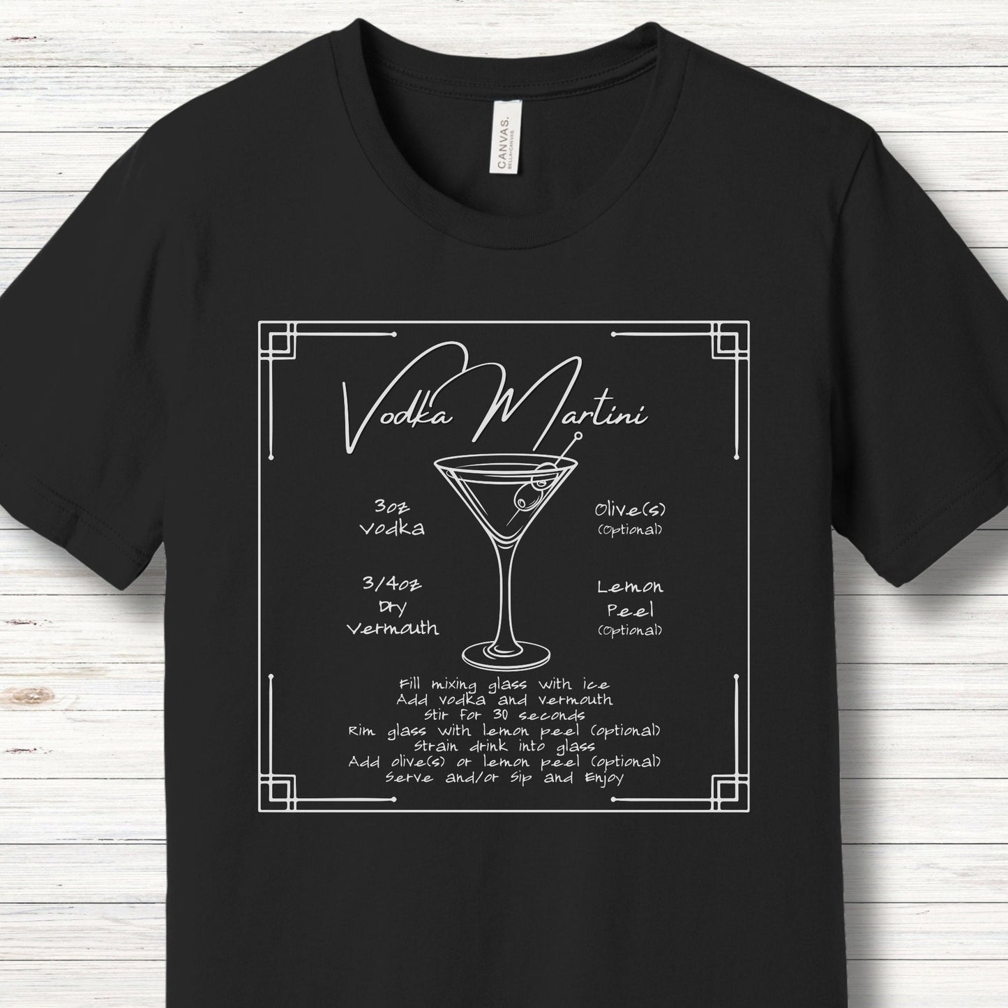 Cocktail Recipe T-shirt - Vodka Martini