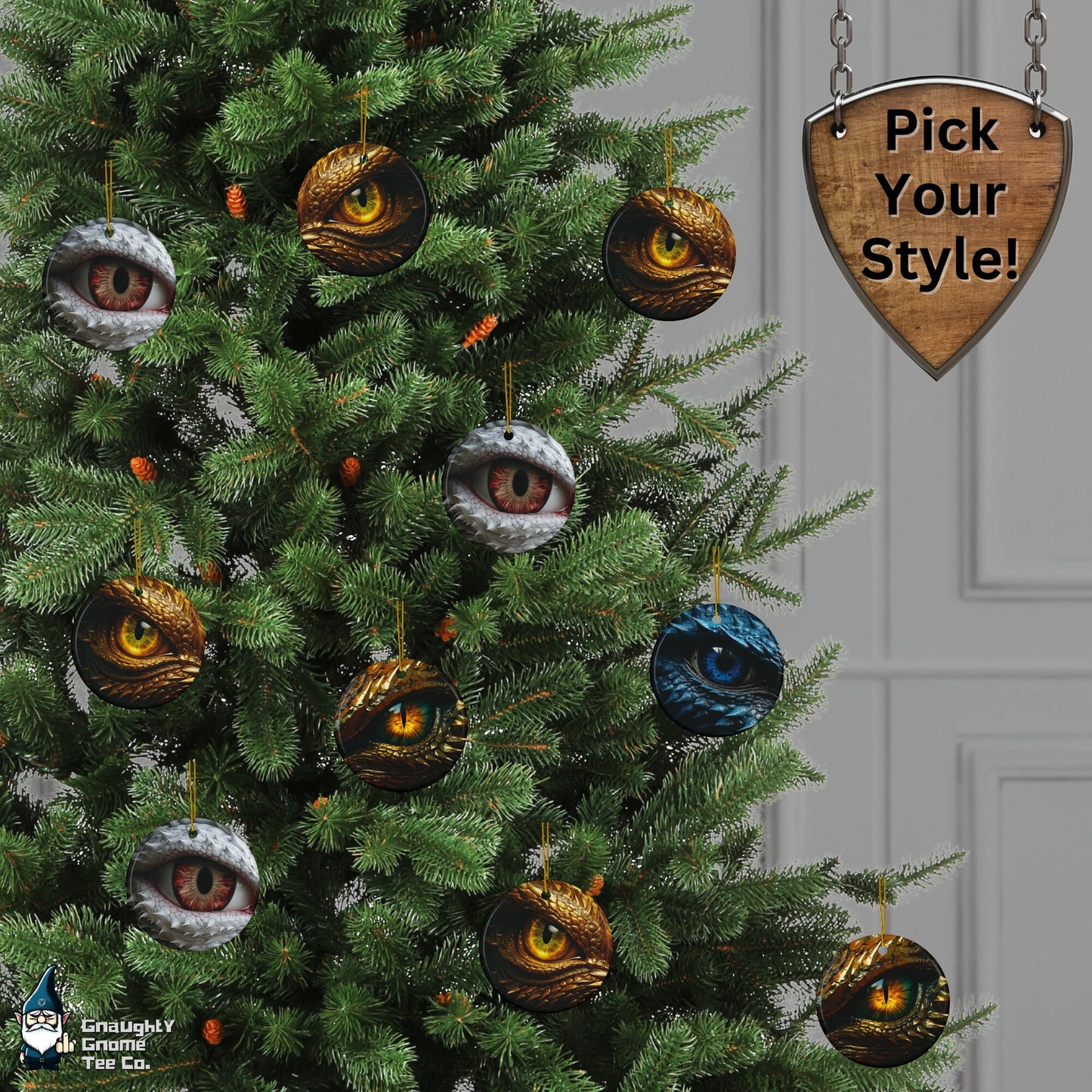 Dragon's Eye 3" Round Ceramic Christmas Ornaments