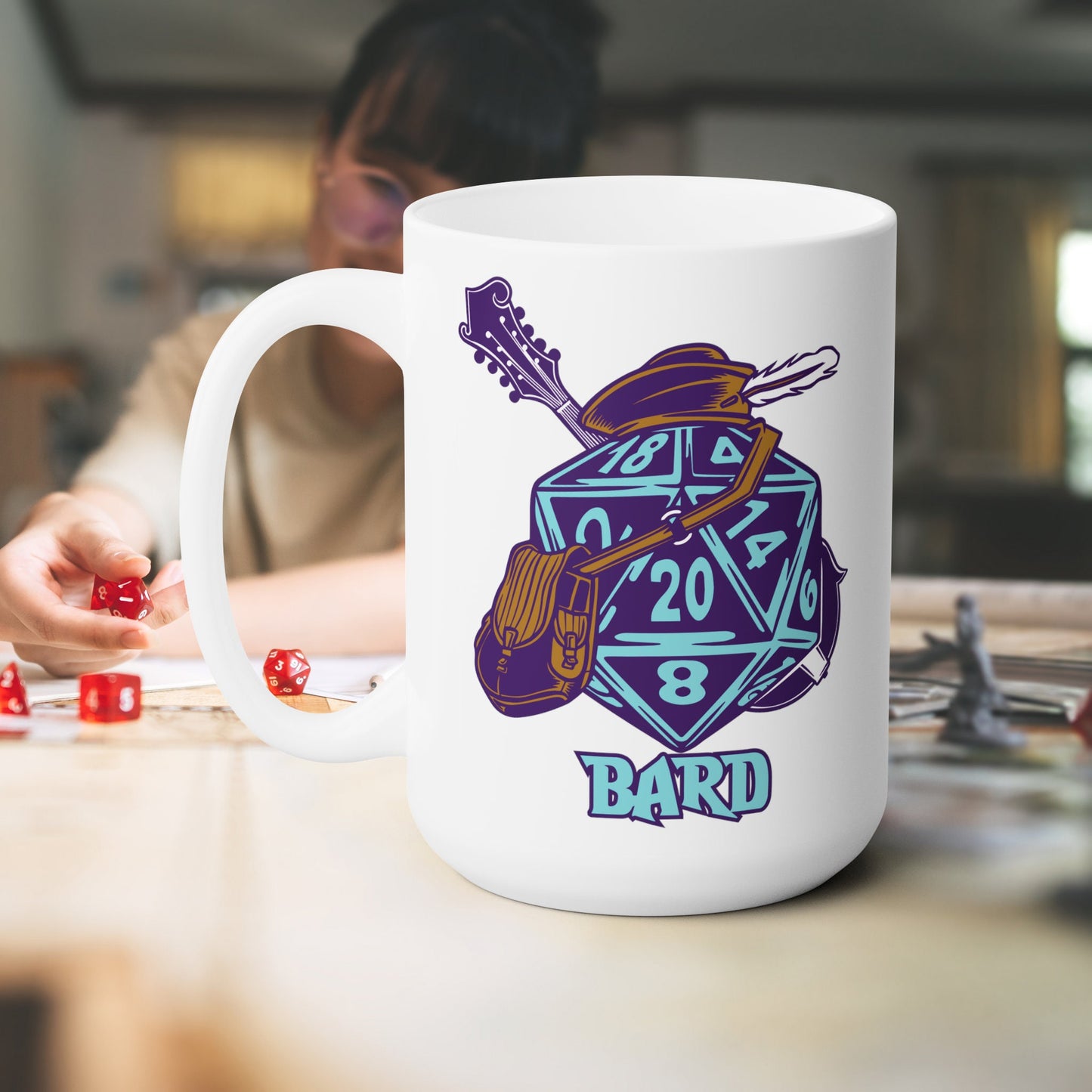 DnD BARD Mug - 15oz D20 Class Style - Choose from White or Black