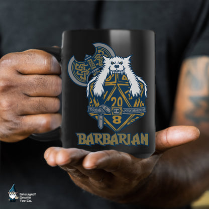 DnD BARBARIAN Mug - 15oz D20 Class Style - Choose from White or Black