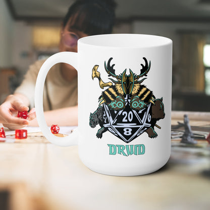 DnD DRUID Mug - 15oz D20 Class Style - Choose from White or Black