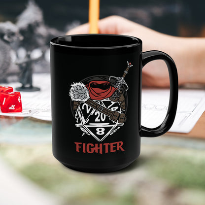 DnD FIGHTER Mug - 15oz D20 Class Style - Choose from White or Black