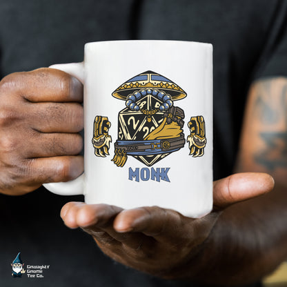 DnD MONK Mug - 15oz D20 Class Style - Choose from White or Black