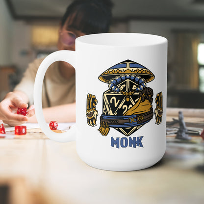 DnD MONK Mug - 15oz D20 Class Style - Choose from White or Black