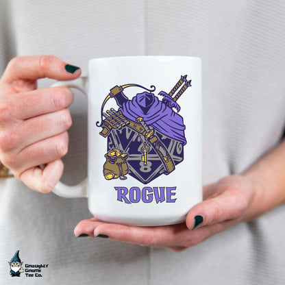 DnD ROGUE Mug - 15oz D20 Class Style - Choose from White or Black