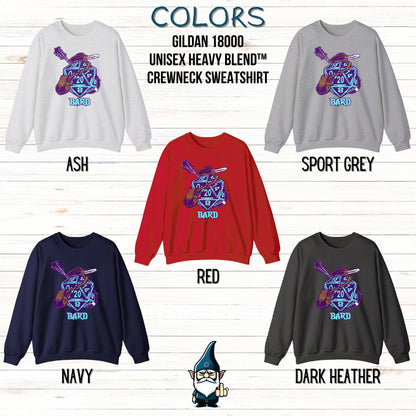 DnD BARD Sweatshirt - D20 Class Style - Available in 12 Colors