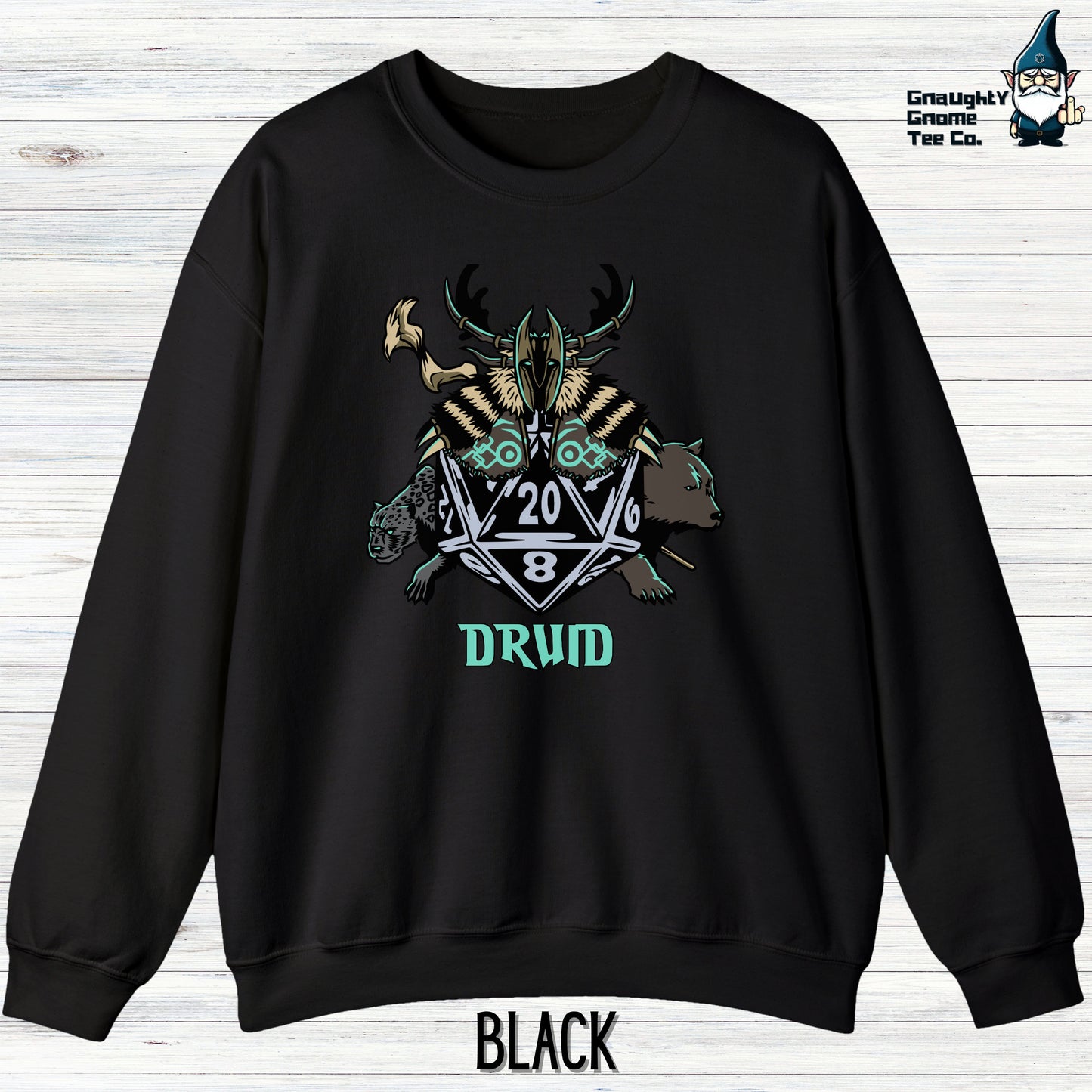 a black sweatshirt with the words druid printed on it