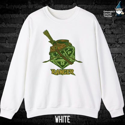 a white sweatshirt with a graphic of a ranger