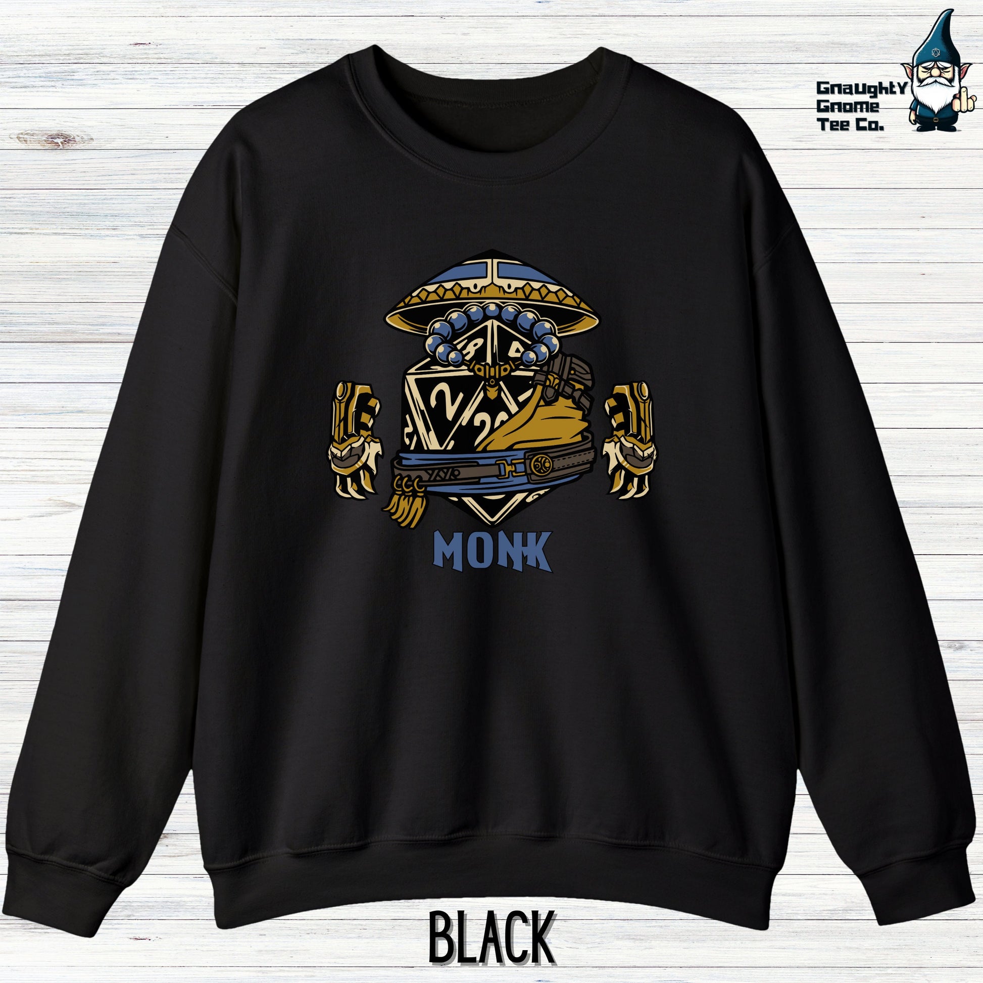 a black sweatshirt with the words monk on it