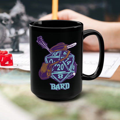 DnD BARD Mug - 15oz D20 Class Style - Choose from White or Black