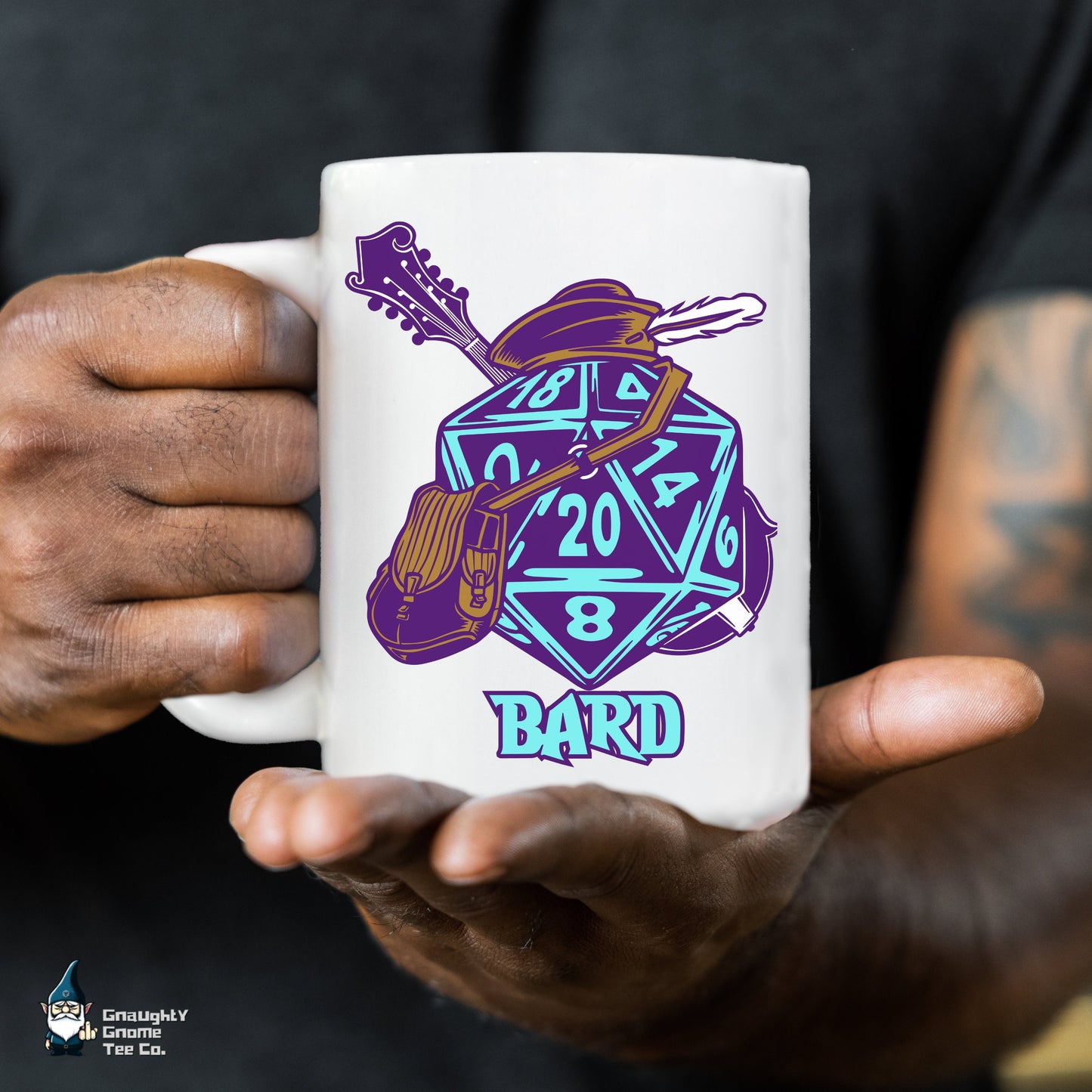 DnD BARD Mug - 15oz D20 Class Style - Choose from White or Black