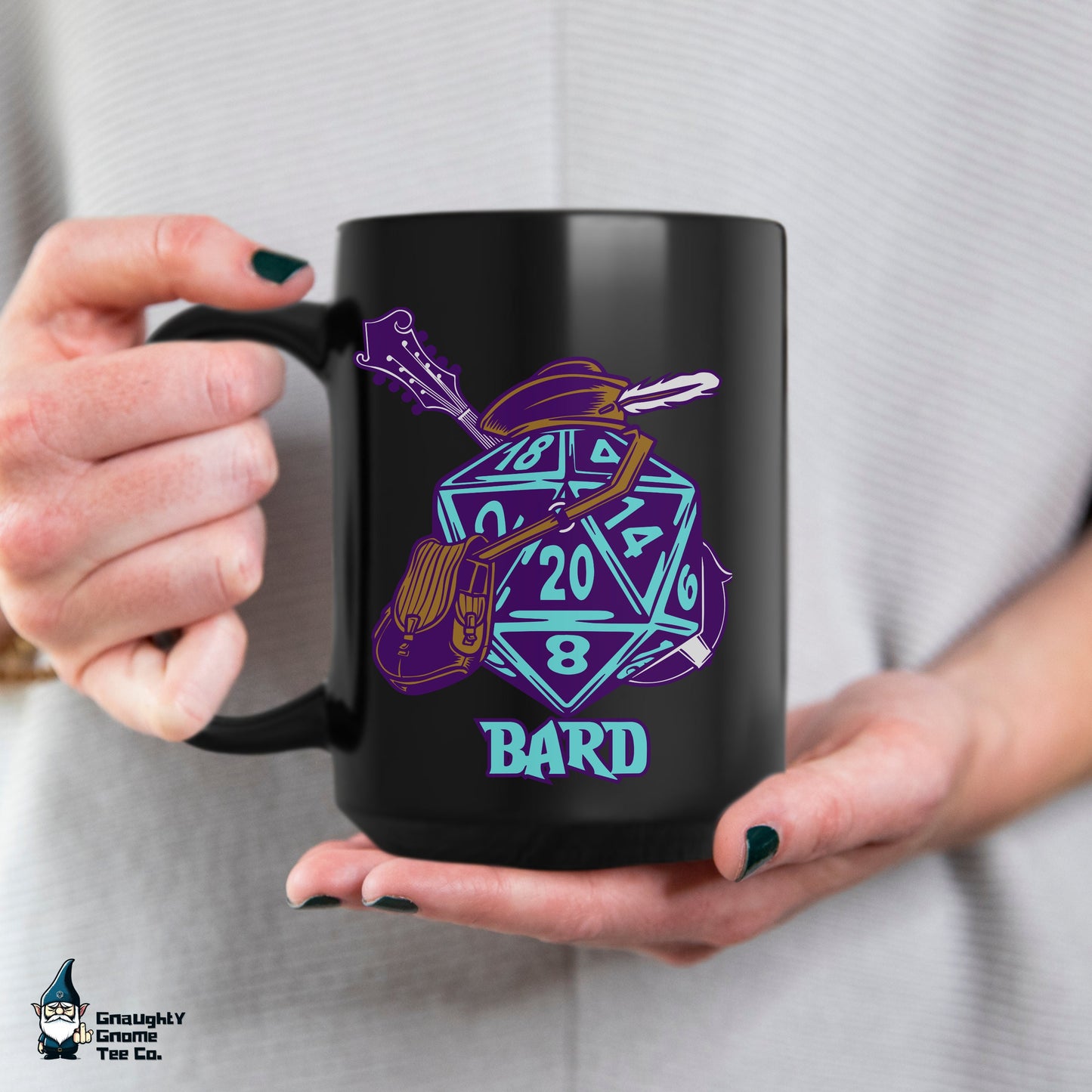 DnD BARD Mug - 15oz D20 Class Style - Choose from White or Black