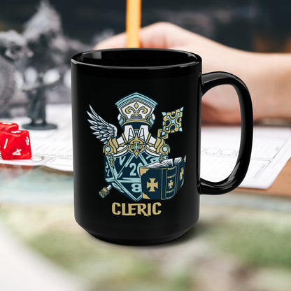 DnD CLERIC 15oz Mug - D20 Class Style - Available in Black or White