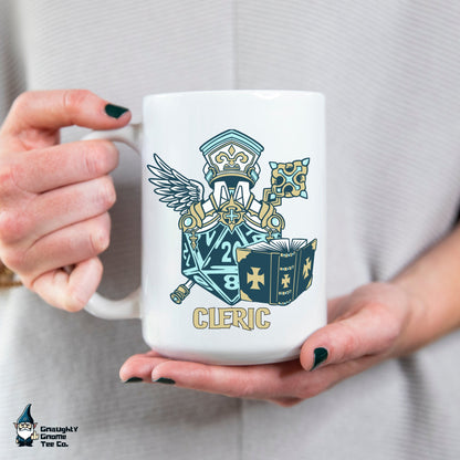 DnD CLERIC 15oz Mug - D20 Class Style - Available in Black or White