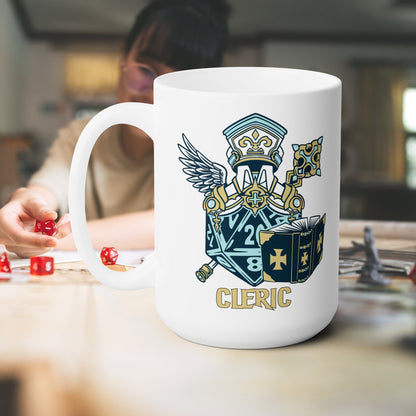 DnD CLERIC 15oz Mug - D20 Class Style - Available in Black or White