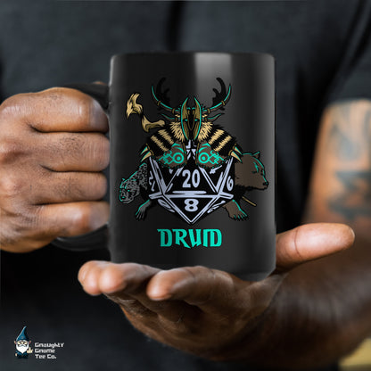 DnD DRUID Mug - 15oz D20 Class Style - Choose from White or Black