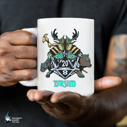 DnD DRUID Mug - 15oz D20 Class Style - Choose from White or Black