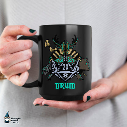 DnD DRUID Mug - 15oz D20 Class Style - Choose from White or Black